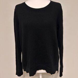 Cynthia Rowley Sweater Women’s Size XL Black Extra Fine Merino Wool Lightweight